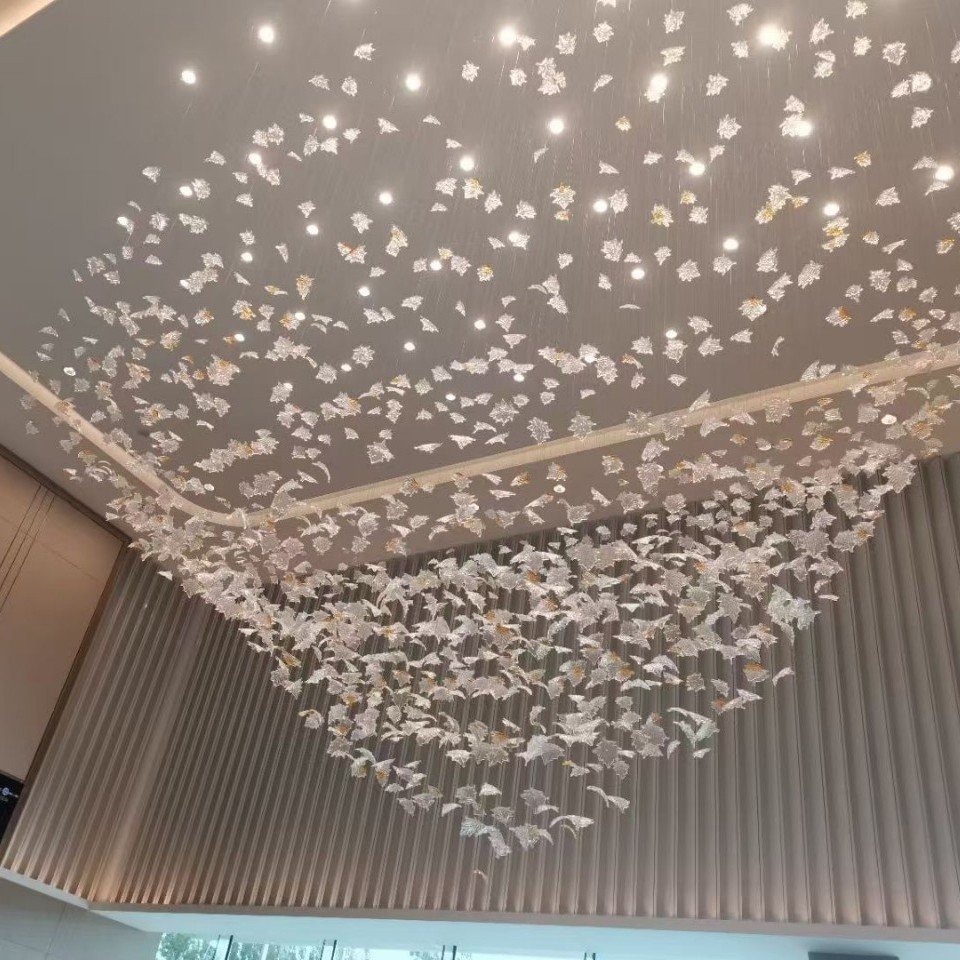 Art Glass Maple Leaf Table Lamp for Hotel Lobby & Reception