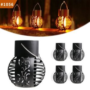solar led hanging flame lantern for outdoor night garden yard gate tree wall