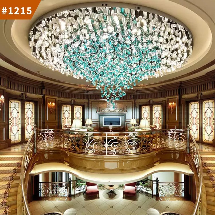 crystal stone pendant light staircase hotel department store led chandelier lamp