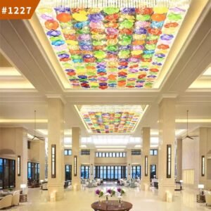 flower light pendant hotel lobby large luxury glass project led chandelier lamp