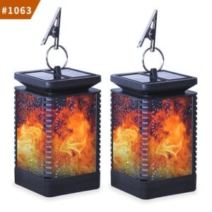 square flame lamp outdoor solar light courtyard waterproof flame hanging light