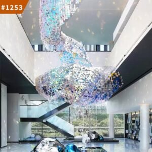 pendant lighting dining hall big luxury glass colorful led chandelier light