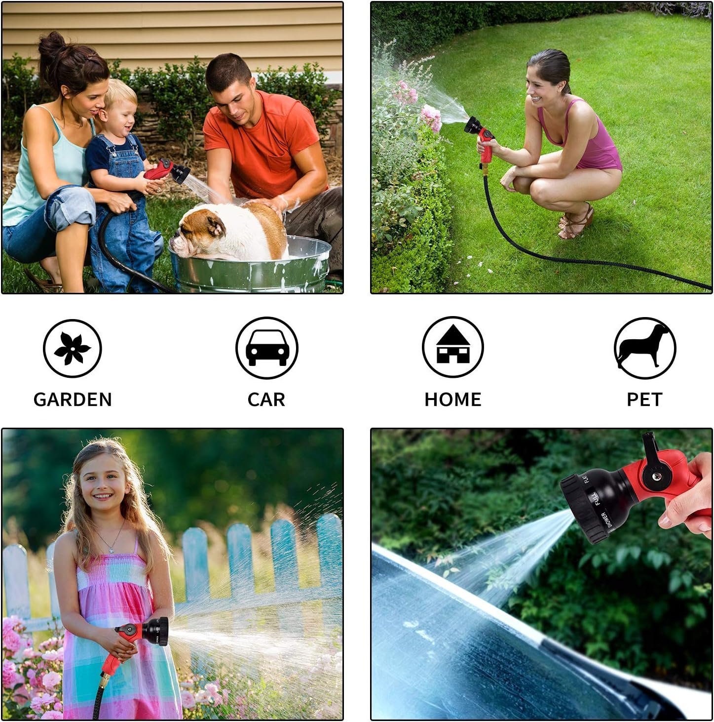 AMJ High Pressure Heavy Duty Long Water Hose Spray Nozzle 25ft 50ft 100ft Retractable Brass Expandable Garden Hose - Image 3