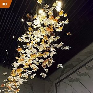Colored Leaf Glass Chandeliers