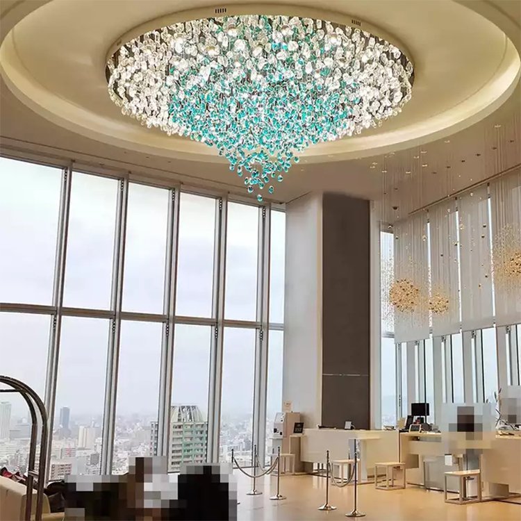 crystal stone pendant light staircase hotel department store led chandelier lamp - Image 4