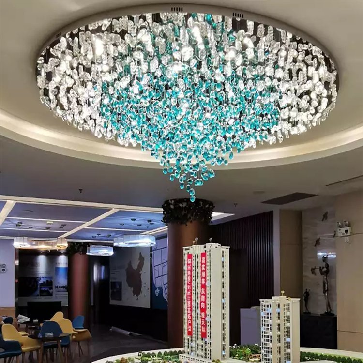 crystal stone pendant light staircase hotel department store led chandelier lamp - Image 5