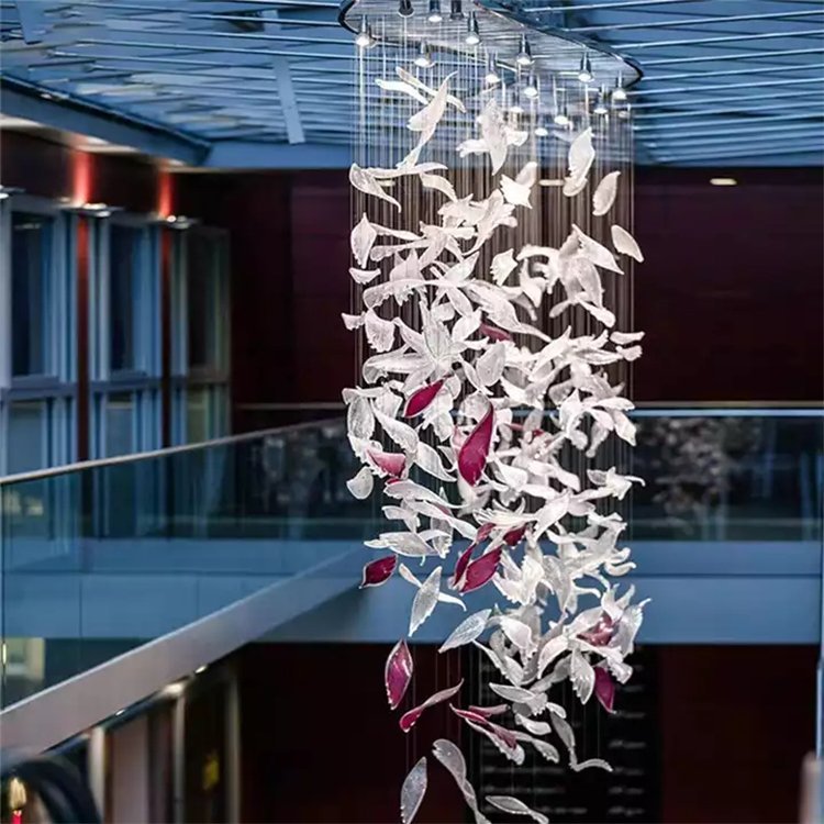pendant light hotel lobby business center glass custom project led chandelier - Image 5