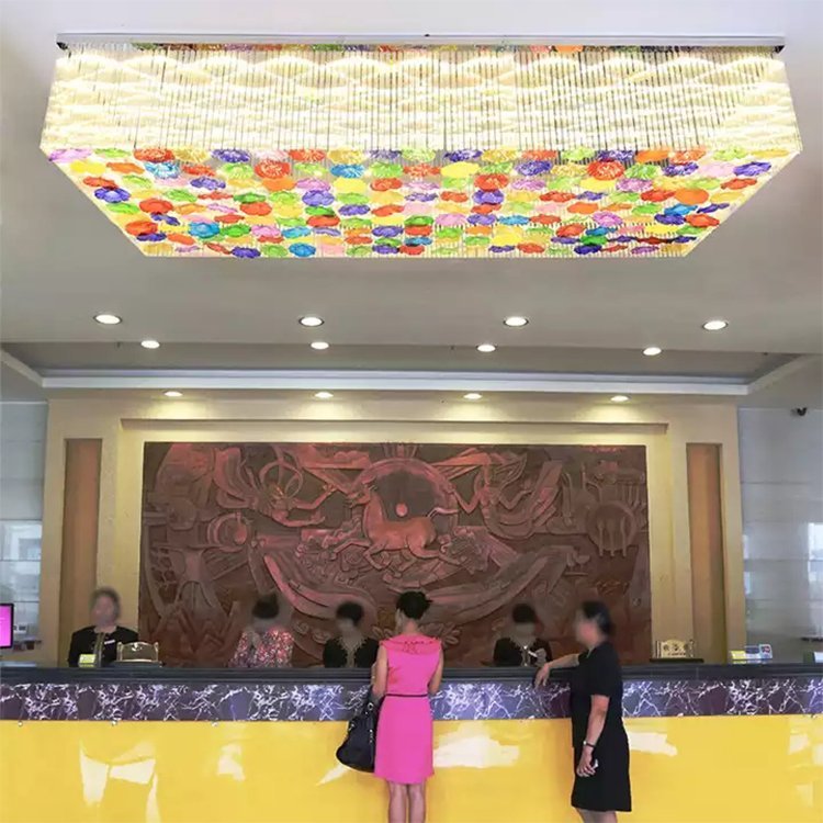 flower light pendant hotel lobby large luxury glass project led chandelier lamp - Image 2
