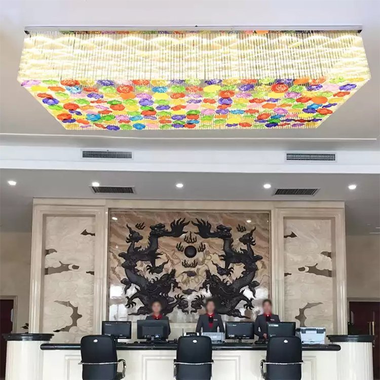 flower light pendant hotel lobby large luxury glass project led chandelier lamp - Image 3