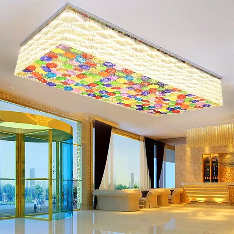 flower light pendant hotel lobby large luxury glass project led chandelier lamp - Image 5