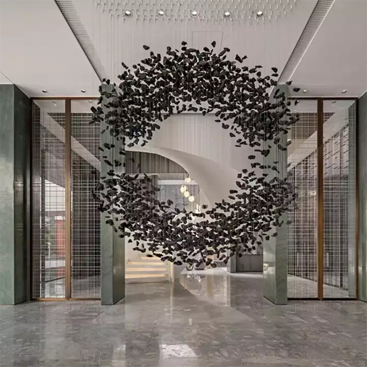 hotel lobby pendant light stone glass villa staircase chandelier pendant light - Image 5