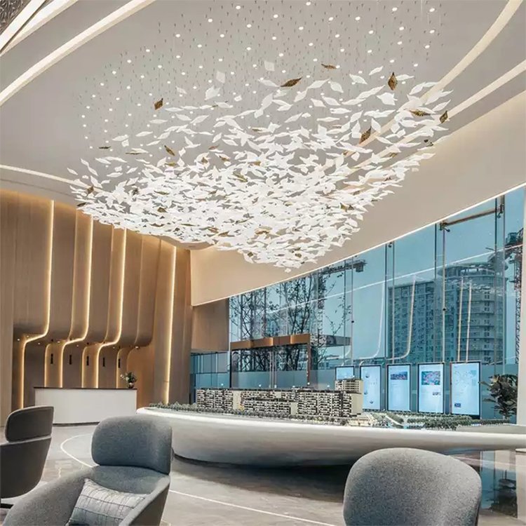 pendant light professional stairway villa show room modern led chandelier light - Image 6