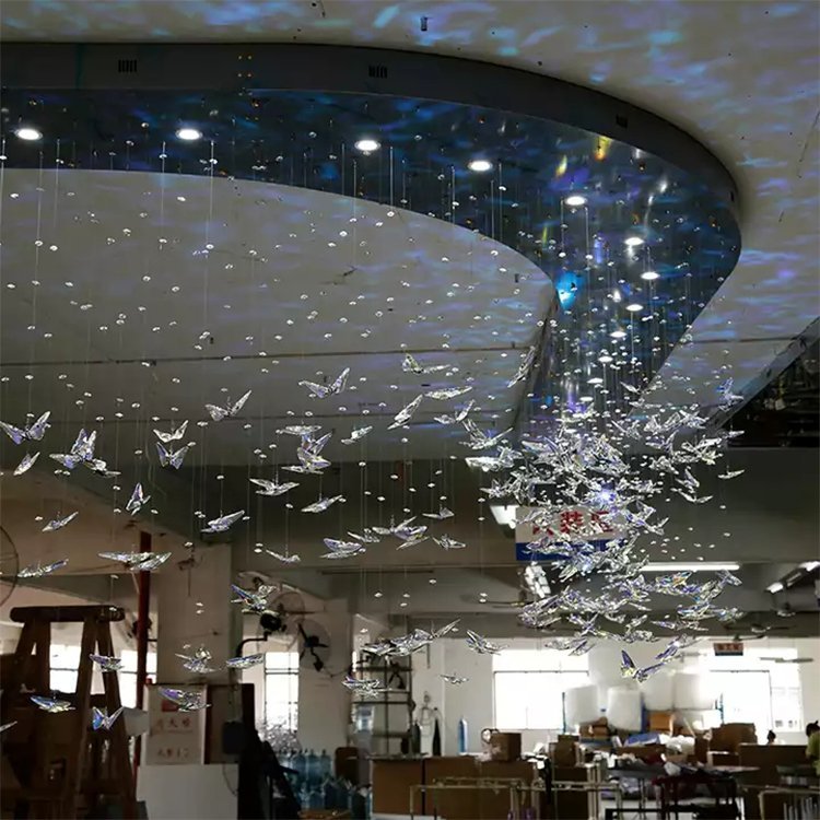 pendant light butterfly lamp long staircase glass luxury led chandelier light - Image 2