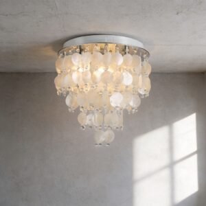 French Crystal Round Ceiling Light for Bedroom & Entryway