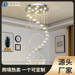 Modern Minimalist K9 Crystal Flower Chandelier for Living Room & Staircase