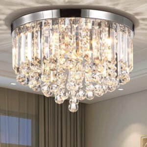 Modern Minimalist Crystal Round Ceiling Light for Bedroom & Entryway & Corridor