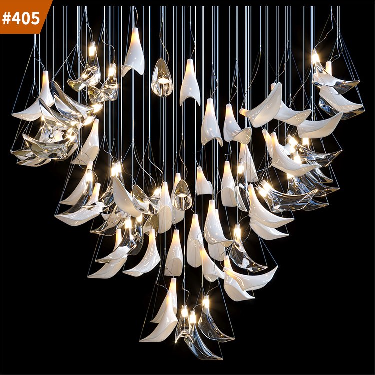 hotel dining lobby decoration project big pendant light staircase chandelier