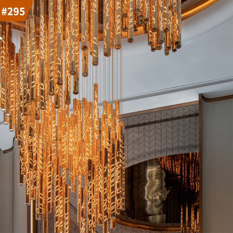 wedding decoration big crystal led staircase chandelier ceiling pendant light