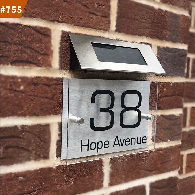 diy house number outdoor solar light door home address plaque with letters