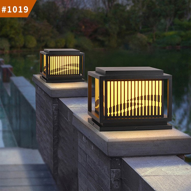 solar pillar light outdoor waterproof column headlights for villa fence lights