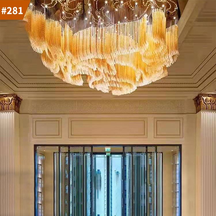custom hotel lobby luxury decorative glass flower tube led chandelier light