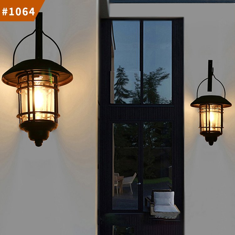 solar retro hanging wall lamp outdoor waterproof garden decoration light