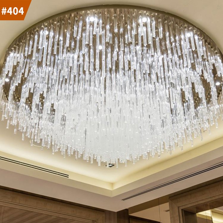 lobby hall custom glass crystal big modern led ceiling light round chandelier