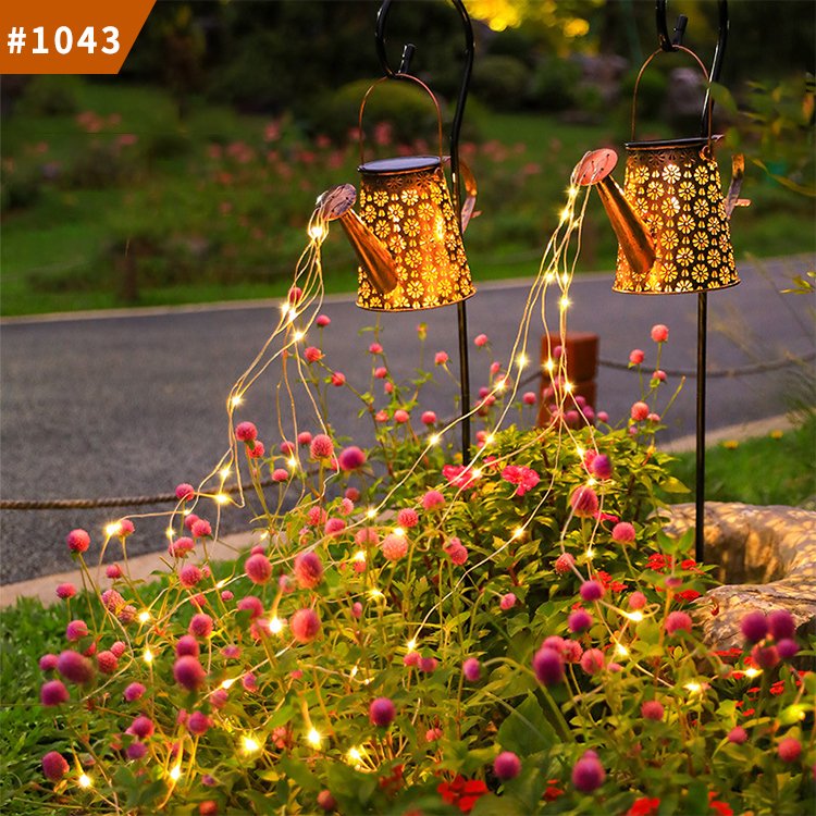 waterproof garden decor lamp lawn solar watering lights hanging kettle light