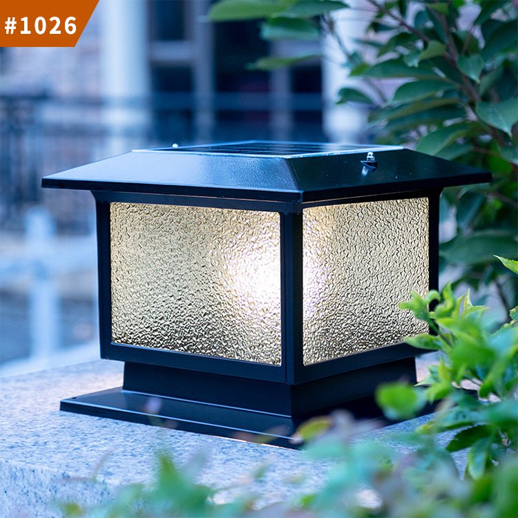 gate pillar lights lamp solar outdoor waterproof led lighting column head light