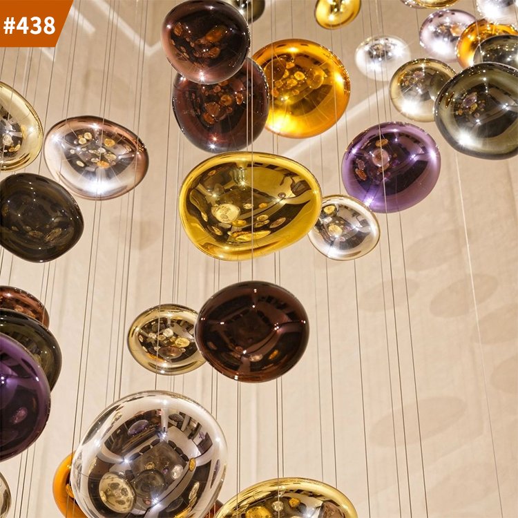 modern indoor art decor pendant light led hand blown glass chandelier lighting