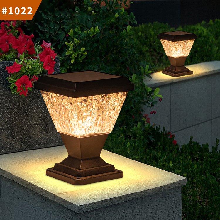 solar column headlight pillar led solar post lights garden light for porch path