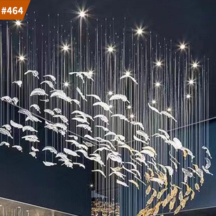 handmade glass pendant wedding lights modern feather glass luxury chandeliers