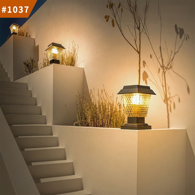 outside solar vintage garden lighting outdoor pillar lights led garden lamps