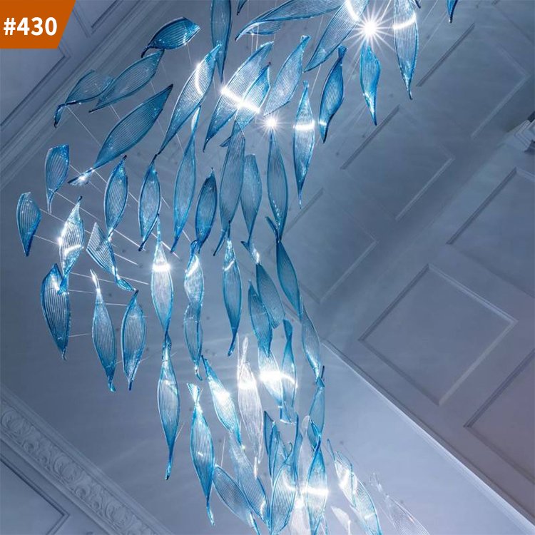 decorations home light blue hanging murano glass modern chandelier pendant lamp