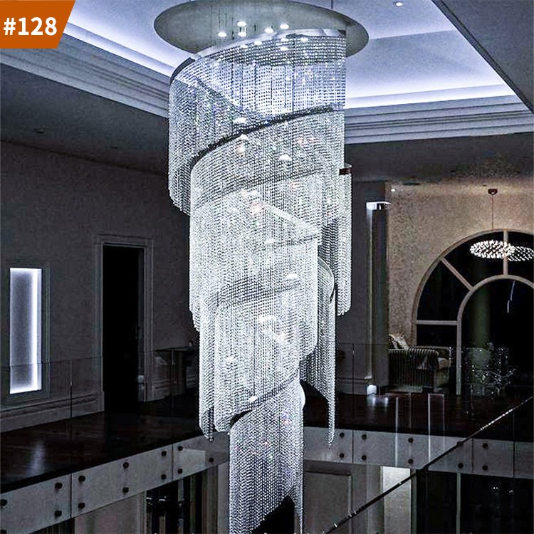 large project hotel lobby villa staircase luxury ceiling crystal chandelier