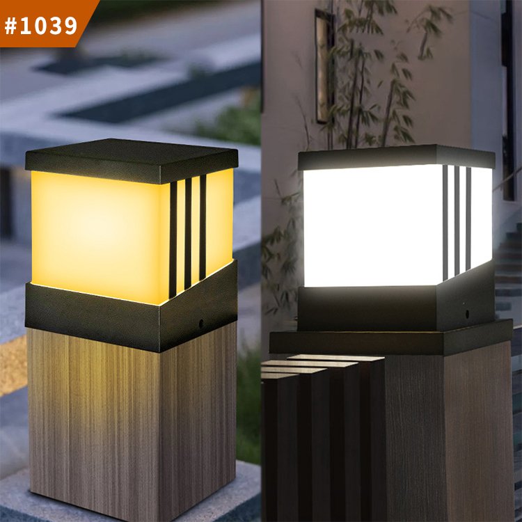 lighting led solar post lights waterproof villa square outdoor pillar lamp