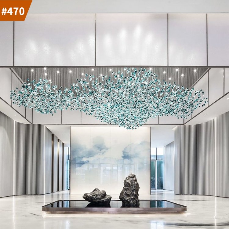 shopping mall blown glass hanging lamps stone luxury chandelier pendant light