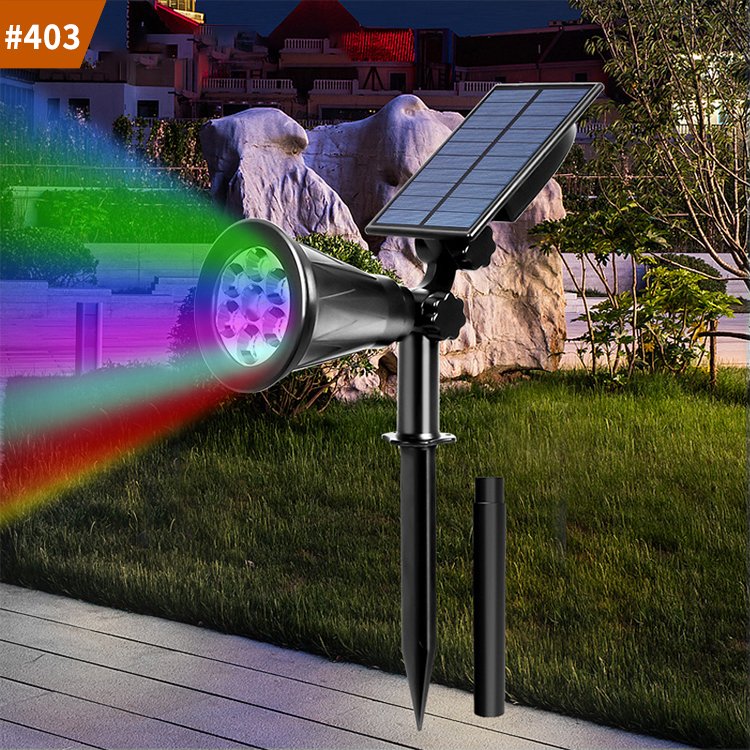 rgb solar outdoor waterproof spike light lawn landscape garden solar spot light
