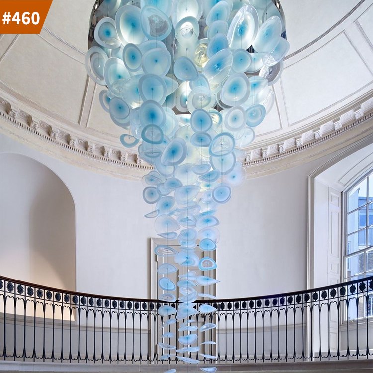 plate lamp shade shopping mall blown glass chandelier modern lighting