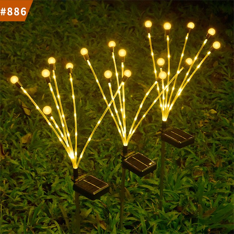 waterproof outdoor garden lawn led fairy solar firefly firework string lights