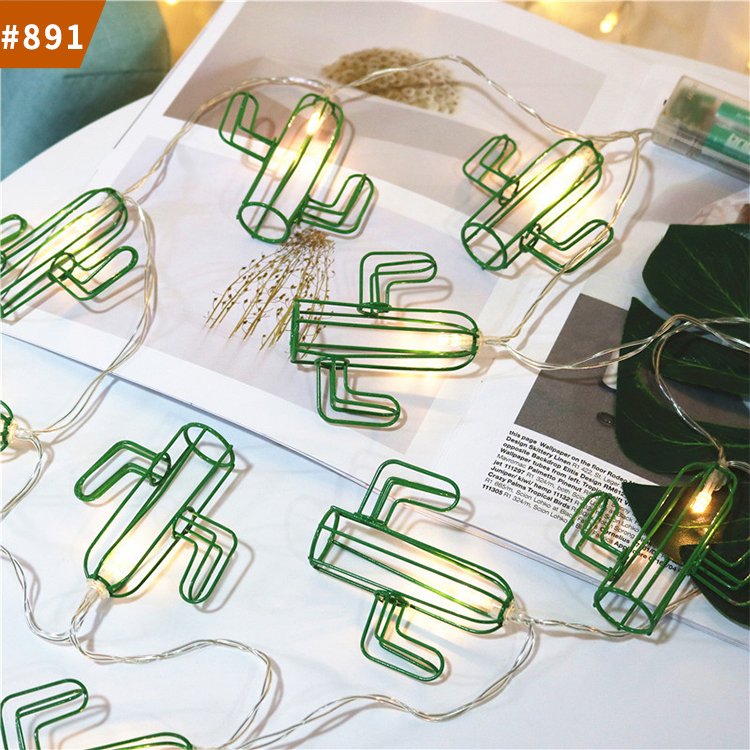 home cactus battery indoor table hanging led party decoration string iron light