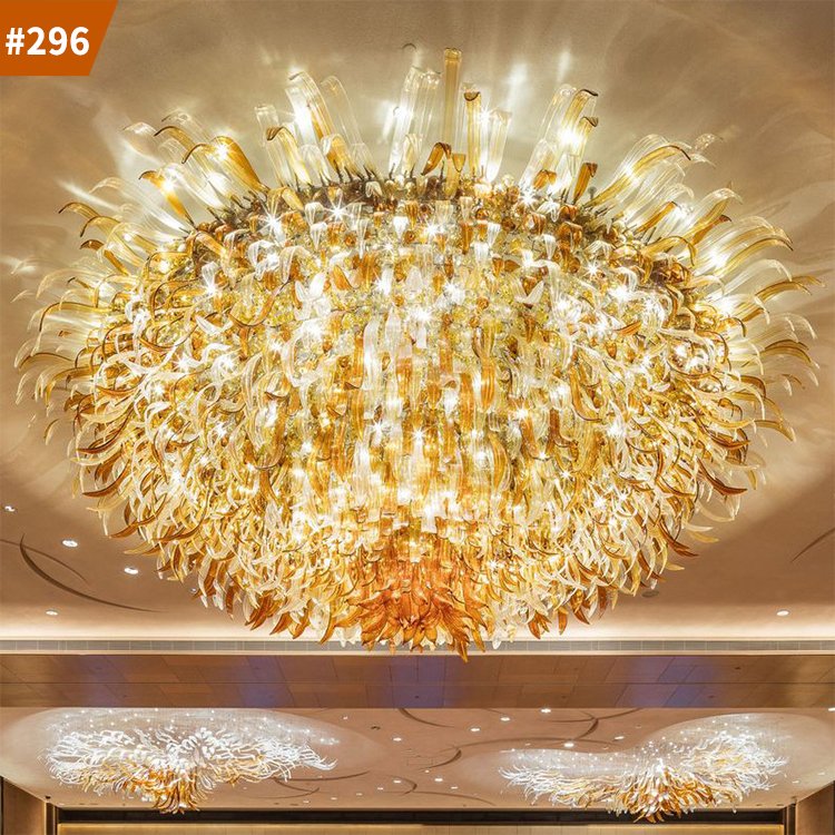 lighting hotel lobby hall staircase custom glass led ceiling chandelier