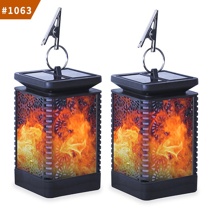 square flame lamp outdoor solar light courtyard waterproof flame hanging light