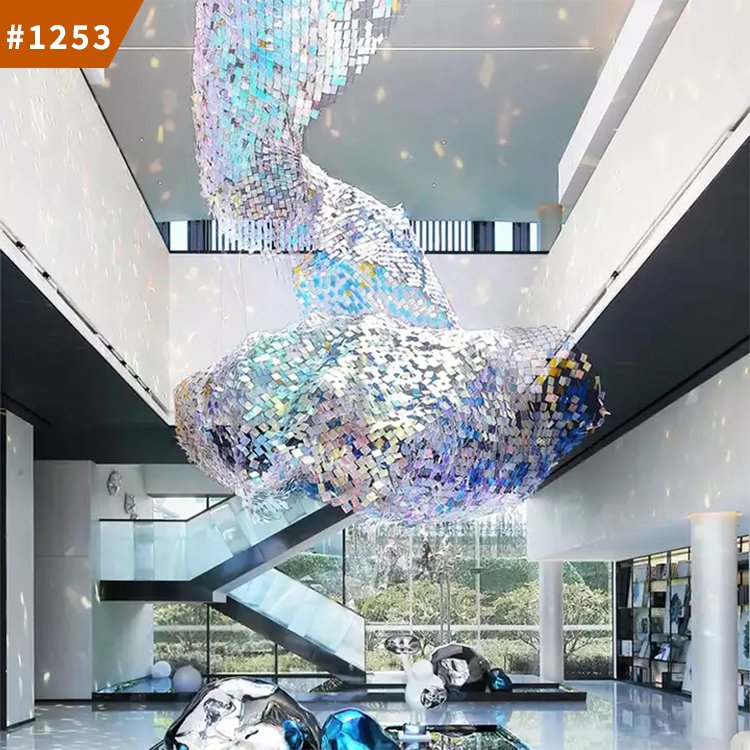 pendant lighting dining hall big luxury glass colorful led chandelier light
